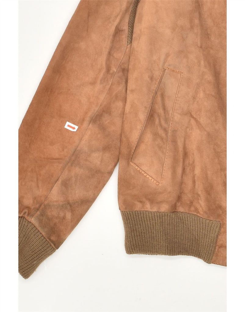 VINTAGE Mens Suede Bomber Jacket UK 38 Medium Brown | Vintage Vintage | Thrift | Second-Hand Vintage | Used Clothing | Messina Hembry 