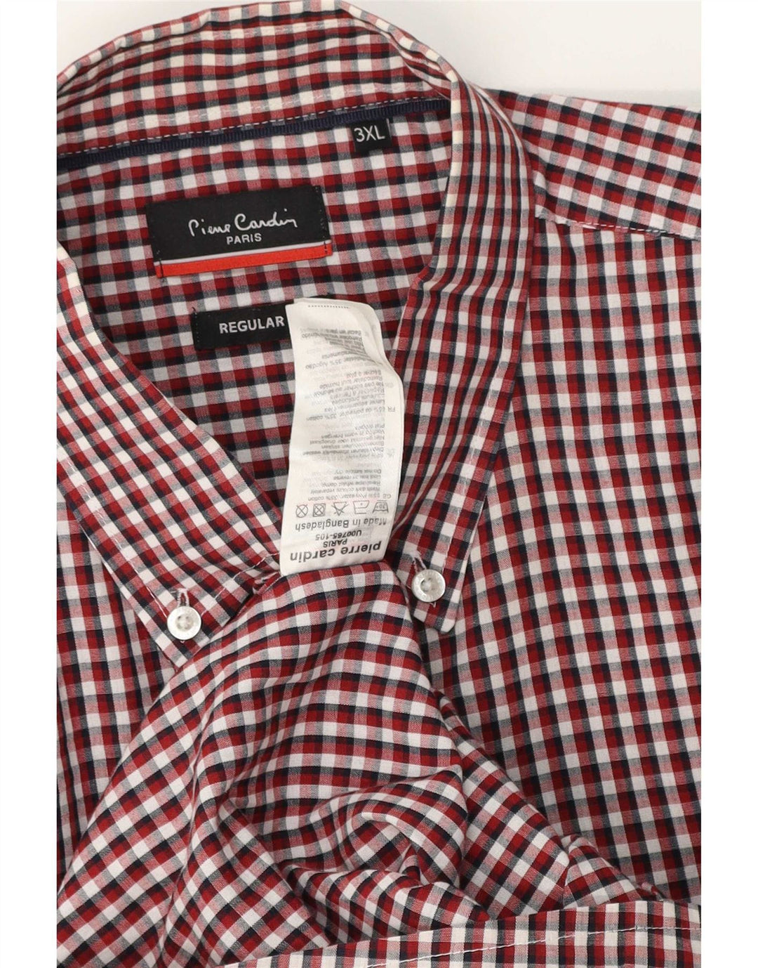 Pierre Cardin Mens Short Sleeve Regular Fit Shirt 3XL Red Check Polyester