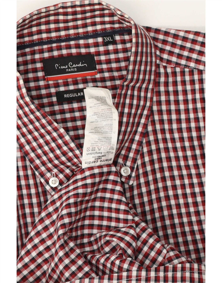 Pierre Cardin Mens Short Sleeve Regular Fit Shirt 3XL Red Check Polyester