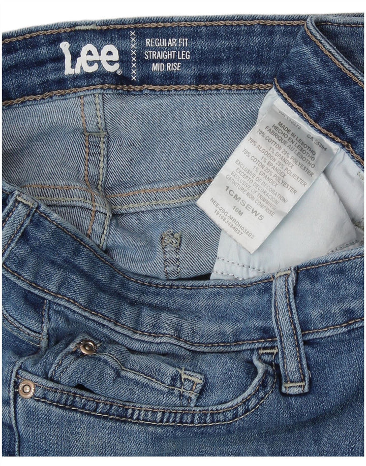 LEE Womens Mid Rise Regular Fit Straight Jeans US 10 Large W32 L29 Blue