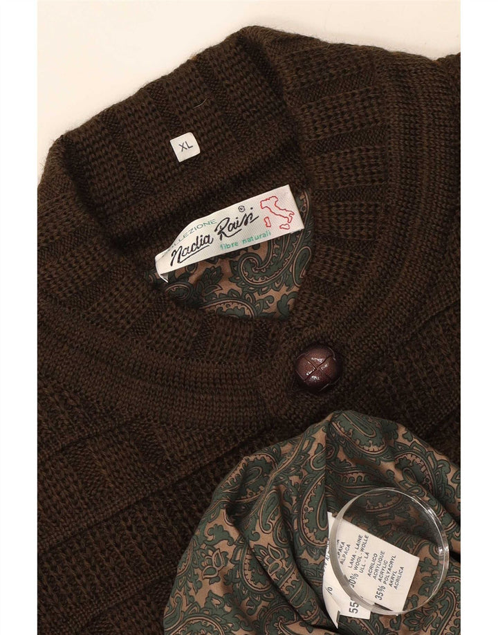 Vintage Mens Cardigan Sweater XL Khaki Alpaca Wool