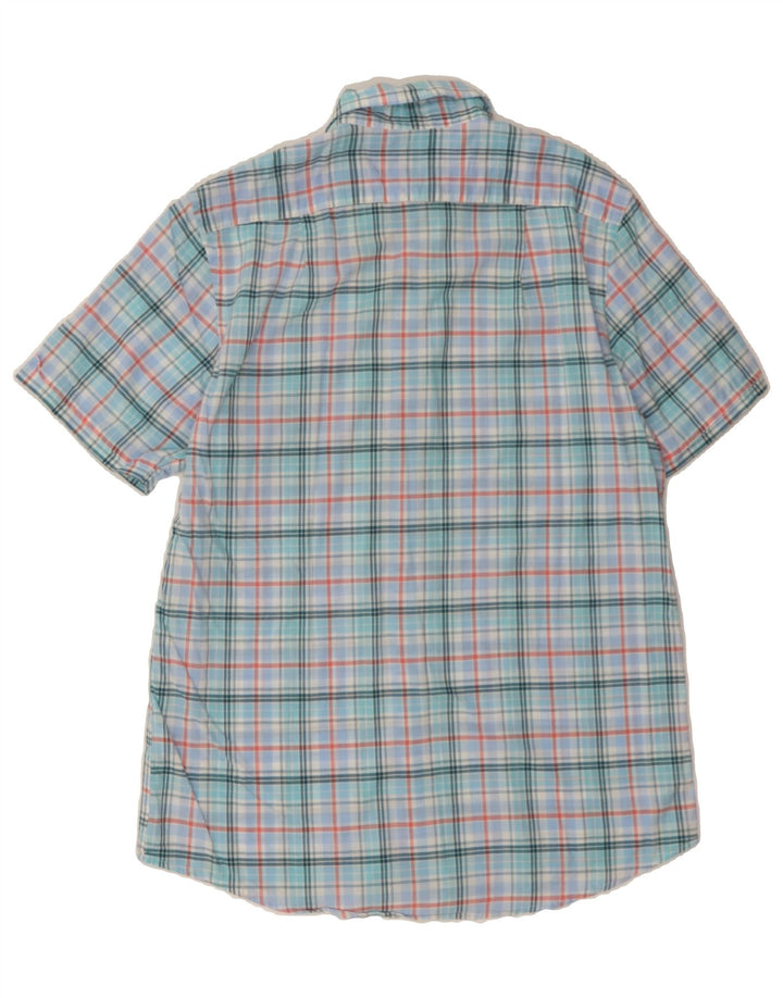 IZOD Mens Short Sleeve Shirt Medium Blue Check Cotton Vintage Izod and Second-Hand Izod from Messina Hembry 