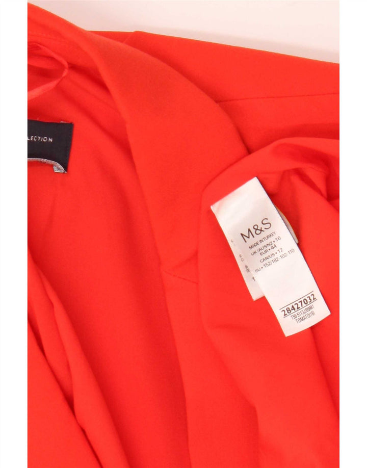 Marks & Spencer Womens 1 Button Blazer Jacket UK 16 Large Orange Polyester