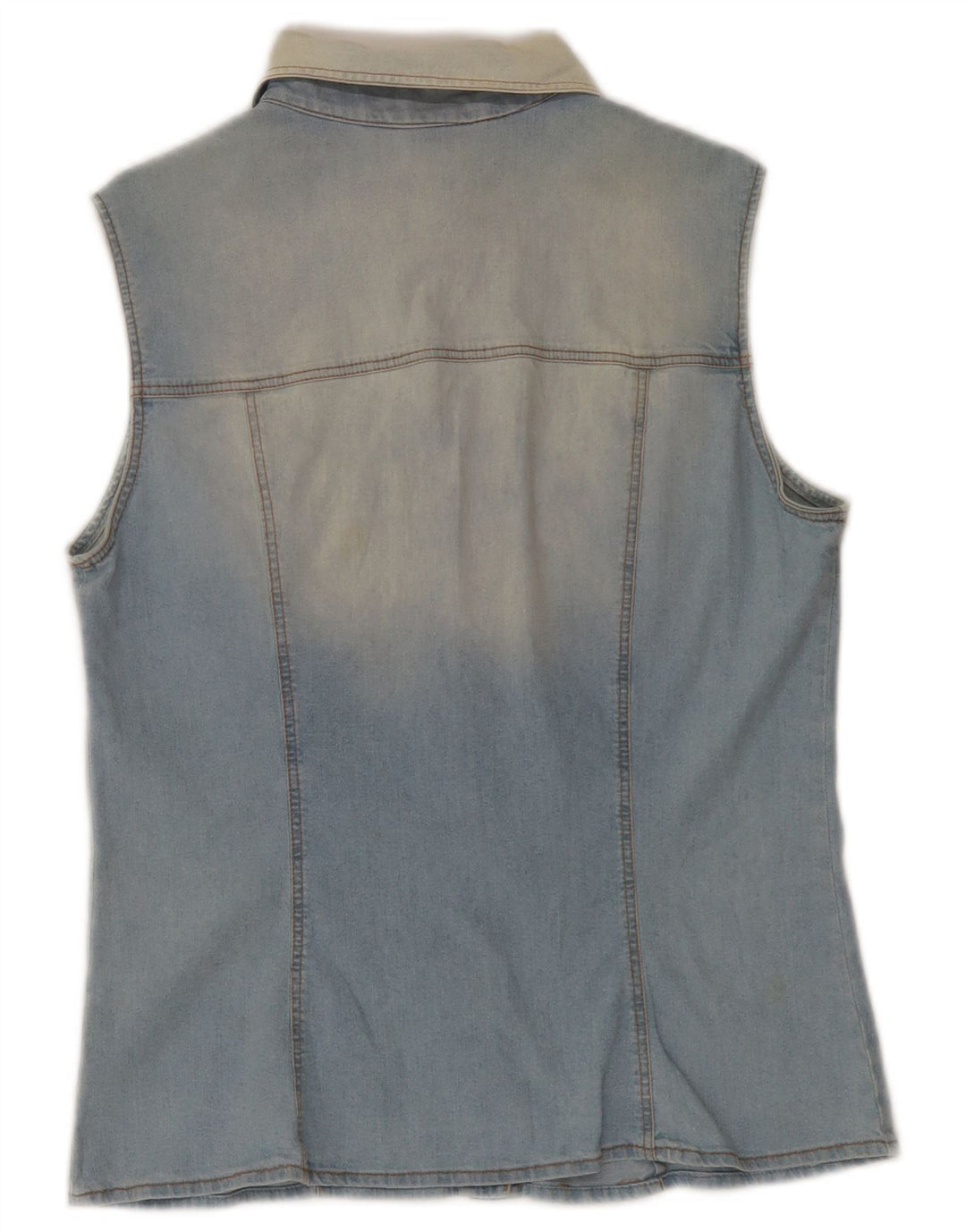 Roccobarocco Womens Sleeveless Denim Shirt IT 48 XL Blue Cotton