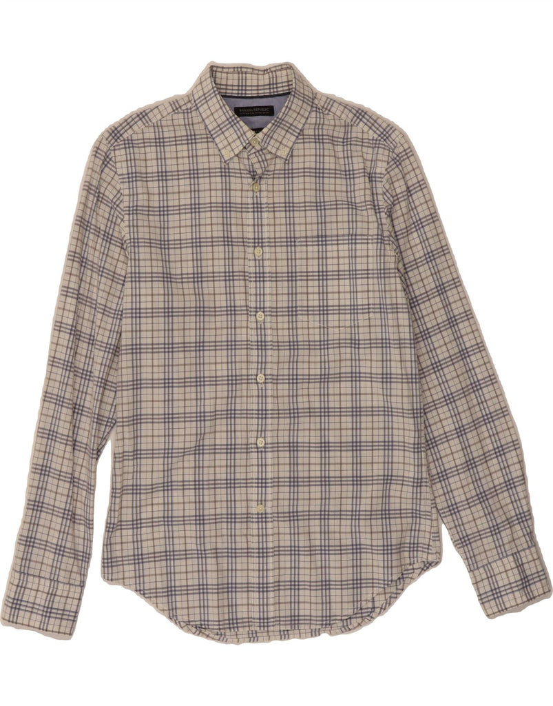 BANANA REPUBLIC Mens Tailored Slim Fit Shirt Small White Check Cotton Vintage Banana Republic and Second-Hand Banana Republic from Messina Hembry 