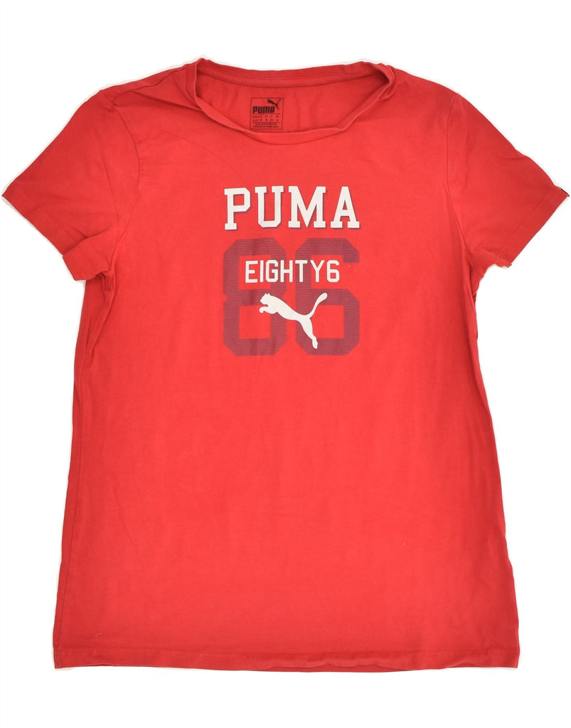 PUMA Womens Graphic T-Shirt Top UK 16 Large Red Cotton | Vintage Puma | Thrift | Second-Hand Puma | Used Clothing | Messina Hembry 