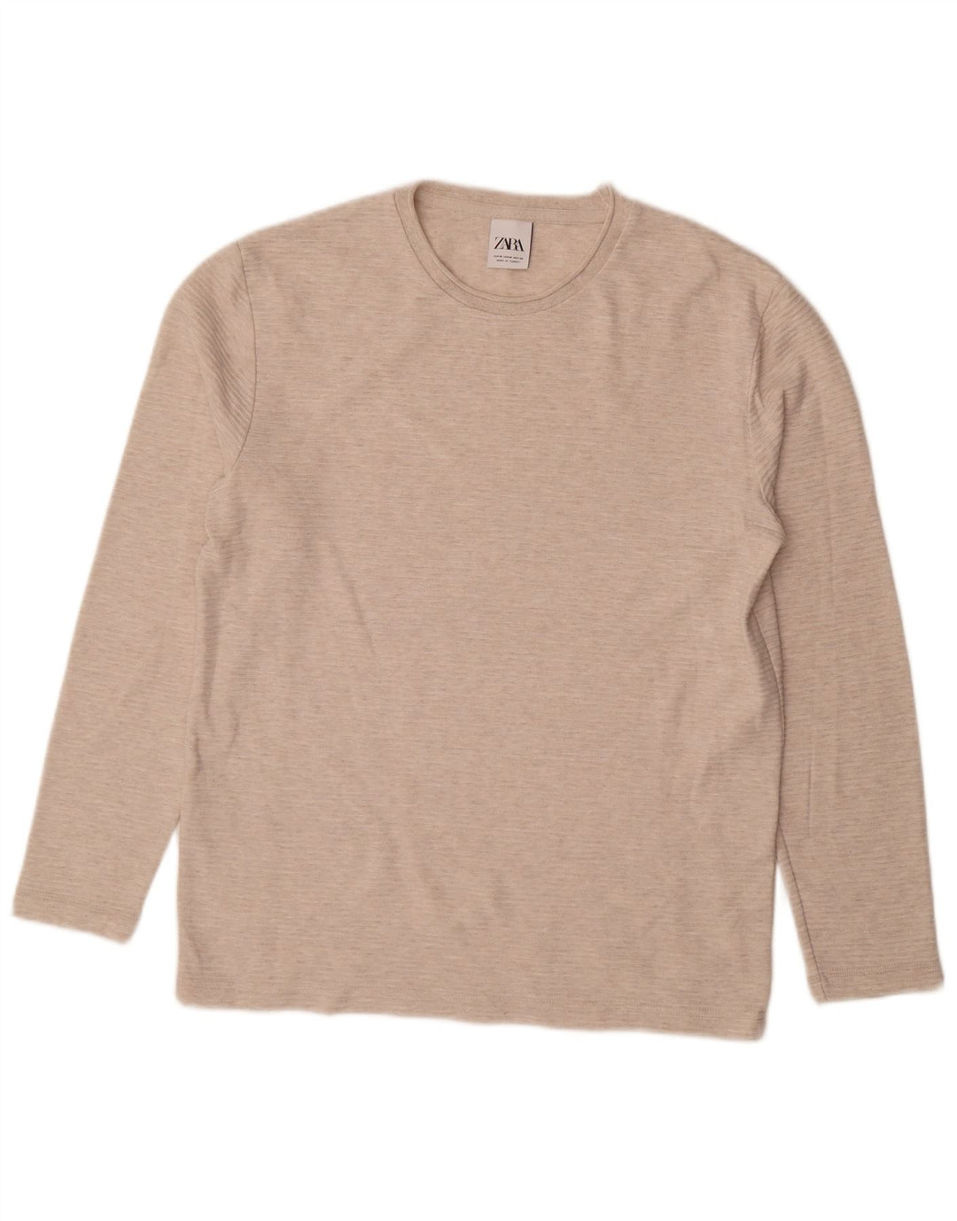 Zara Mens Top Long Sleeve Medium Beige Polyester