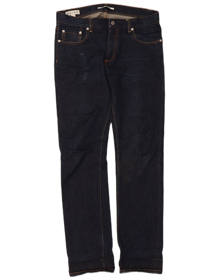 Reiss Womens Slim Jeans W32 L30 Navy Blue Cotton
