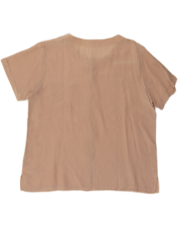 Vintage Womens Short Sleeve Oversized Shirt Blouse IT 40 Small Pink Silk