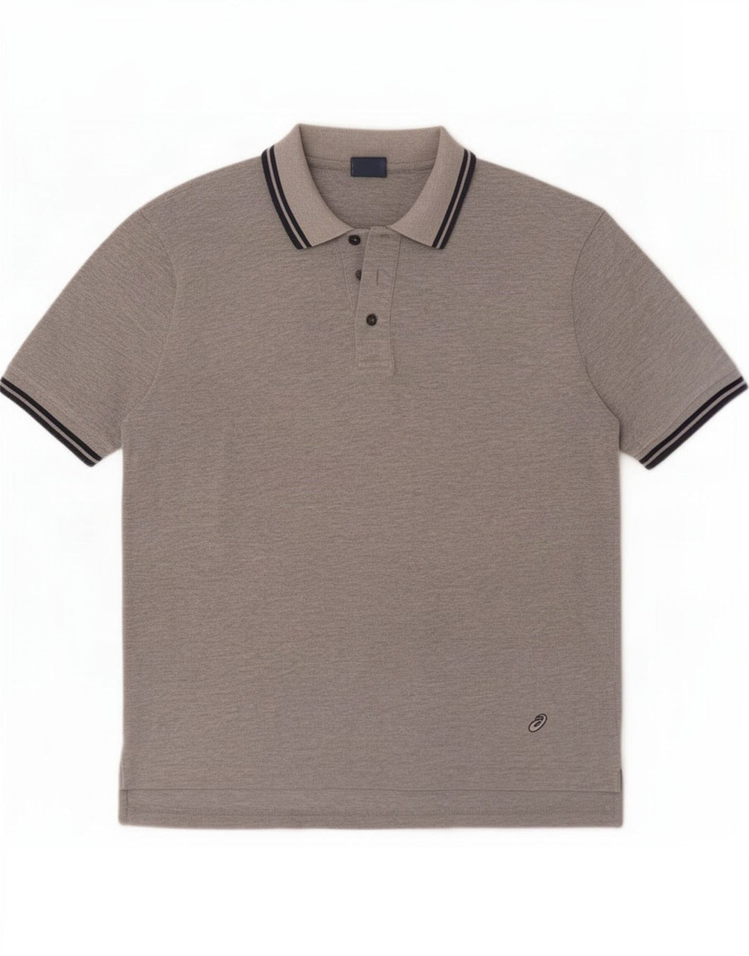 Asics Mens Polo Shirt Medium Grey Striped Cotton