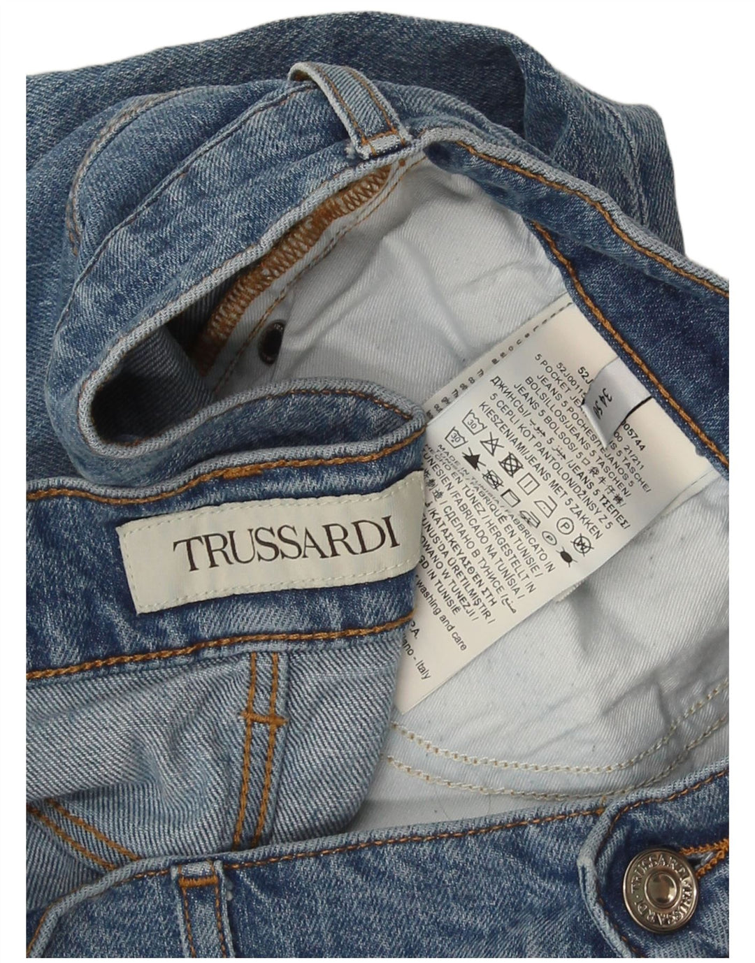 Trussardi Mens Distressed Slim Jeans W34 L31 Blue