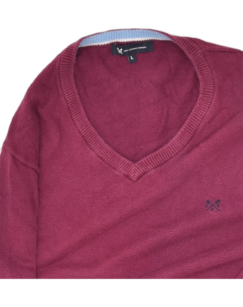 CREW CLOTHING Mens V-Neck Jumper Sweater Large Pink Cotton | Vintage Crew Clothing | Thrift | Second-Hand Crew Clothing | Used Clothing | Messina Hembry 