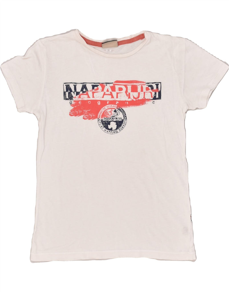 NAPAPIJRI Boys Graphic Top 3/4 Sleeve 9-10 Years White | Vintage Napapijri | Thrift | Second-Hand Napapijri | Used Clothing | Messina Hembry 