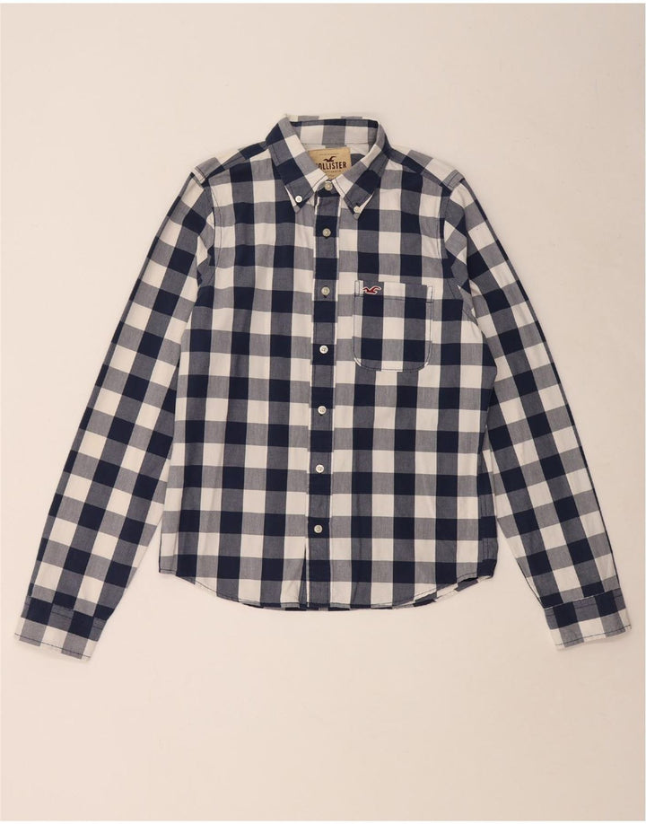 Hollister Mens Shirt Large Navy Blue Gingham Cotton