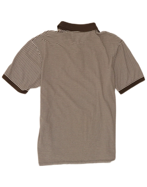Hugo Boss Mens Polo Shirt XL Khaki Pinstripe Cotton