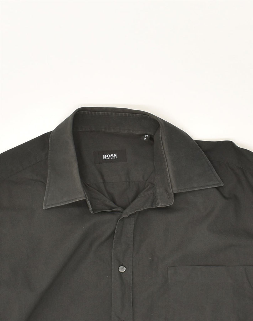 HUGO BOSS Mens Shirt Size 41 16 Large Grey Cotton | Vintage Hugo Boss | Thrift | Second-Hand Hugo Boss | Used Clothing | Messina Hembry 