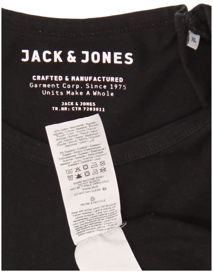 Jack & Jones Mens T-Shirt Top XL Black Cotton