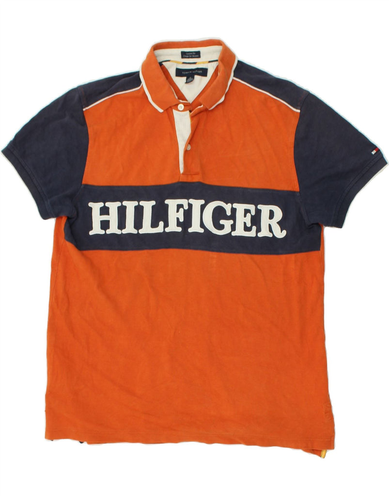 TOMMY HILFIGER Mens Custom Fit Graphic Polo Shirt Medium Orange | Vintage Tommy Hilfiger | Thrift | Second-Hand Tommy Hilfiger | Used Clothing | Messina Hembry 