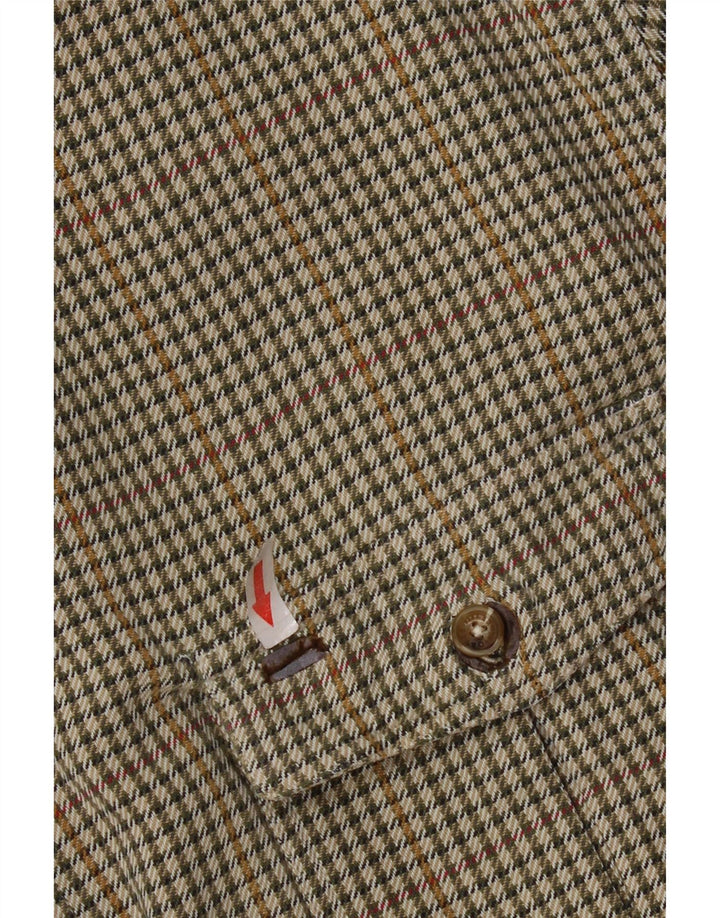 Orvis Mens Flannel Shirt Medium Green Houndstooth Cotton