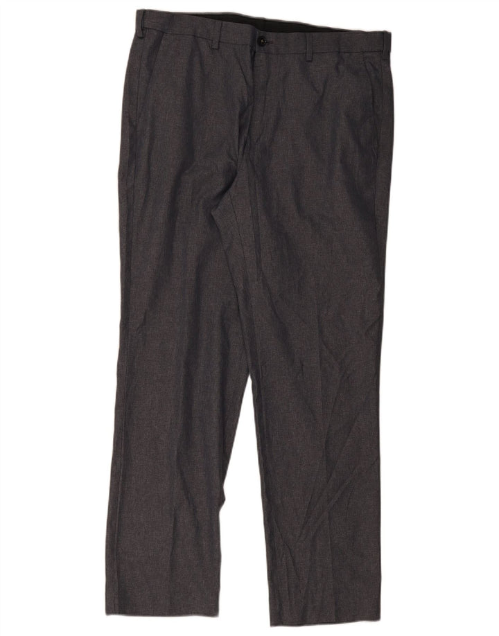 Marks & Spencer Mens Straight Chino Trousers W36 L30 Grey Polyester