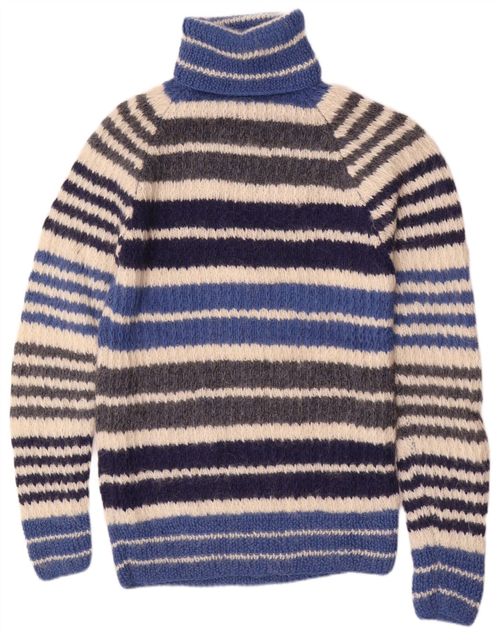 Vintage Womens Roll Neck Jumper Sweater UK 12 Medium Multicoloured Striped