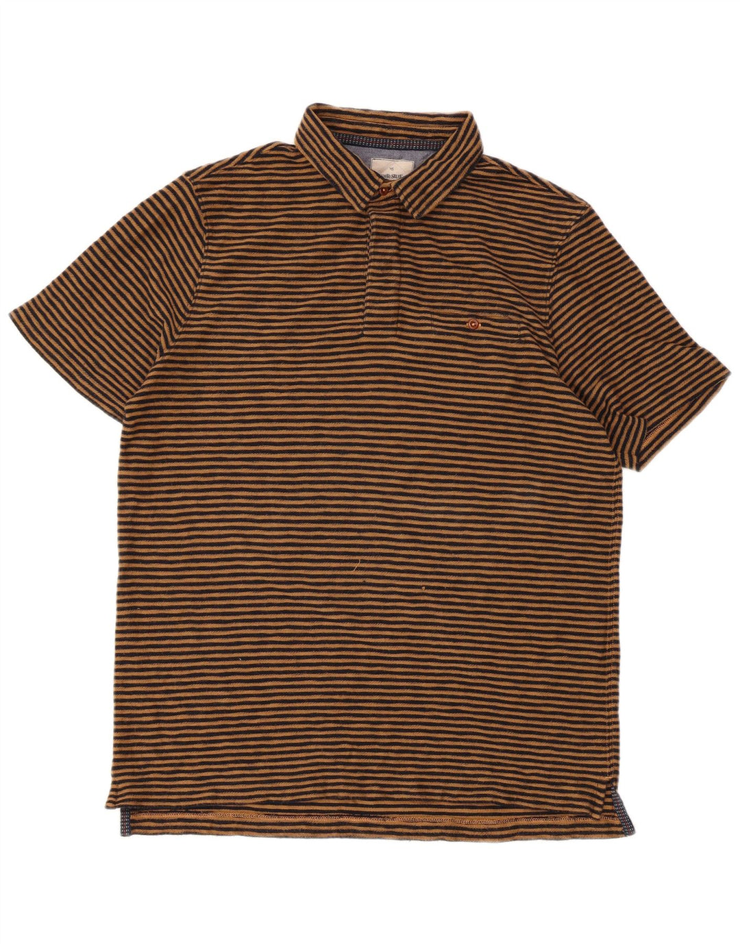 WHITE STUFF Mens Short Sleeve Pullover Shirt Medium Brown Striped