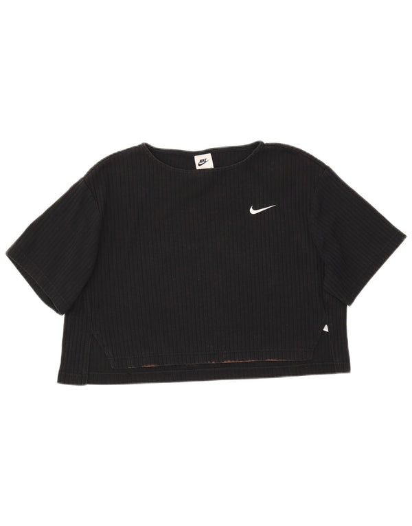 Nike Womens Crop Oversized T-Shirt Top UK 10 Small Black Cotton