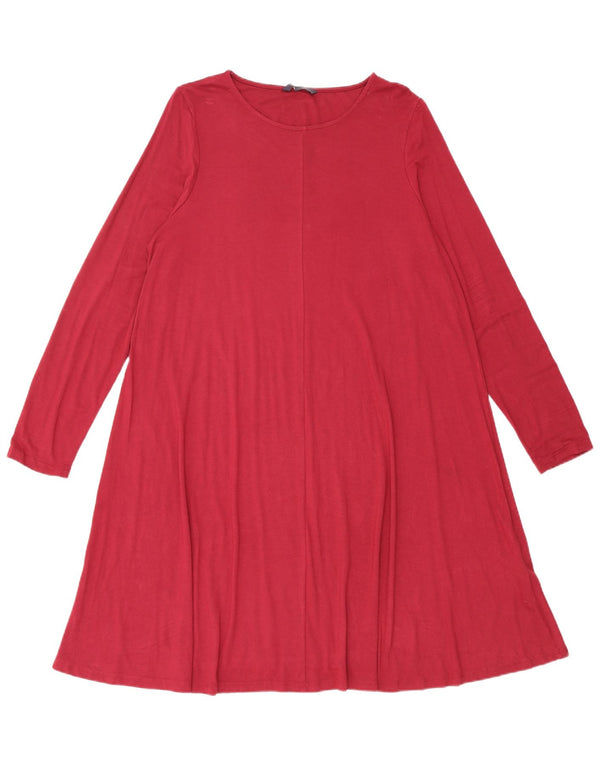 Marks & Spencer Womens Long Sleeve T-Shirt Dress UK 16 Large Burgundy