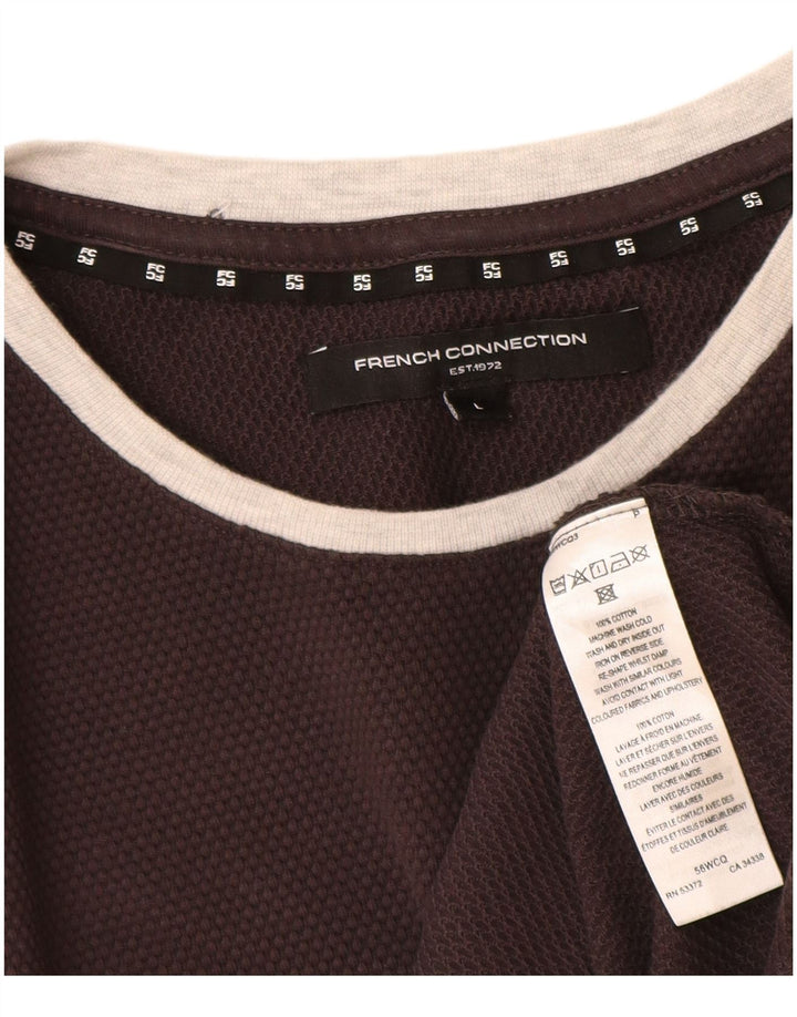 French Connection Mens Top Long Sleeve Large Grey Cotton