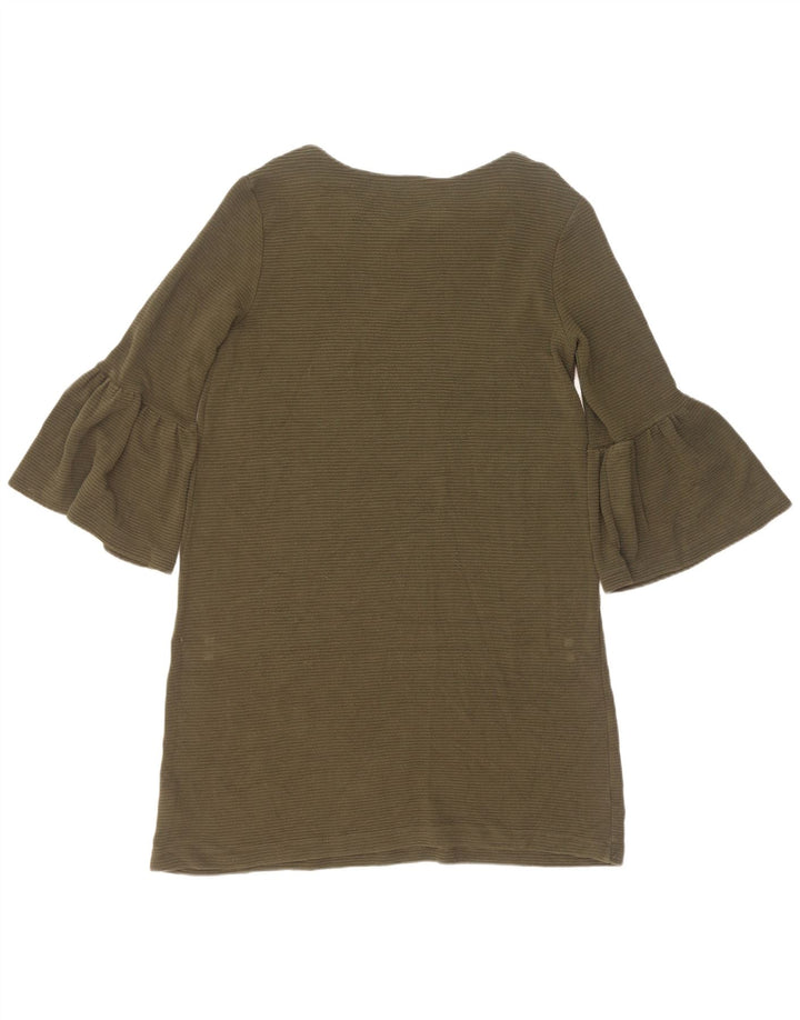 French Connection Womens 3/4 Sleeve Shift Dress UK 12 Medium Khaki Viscose