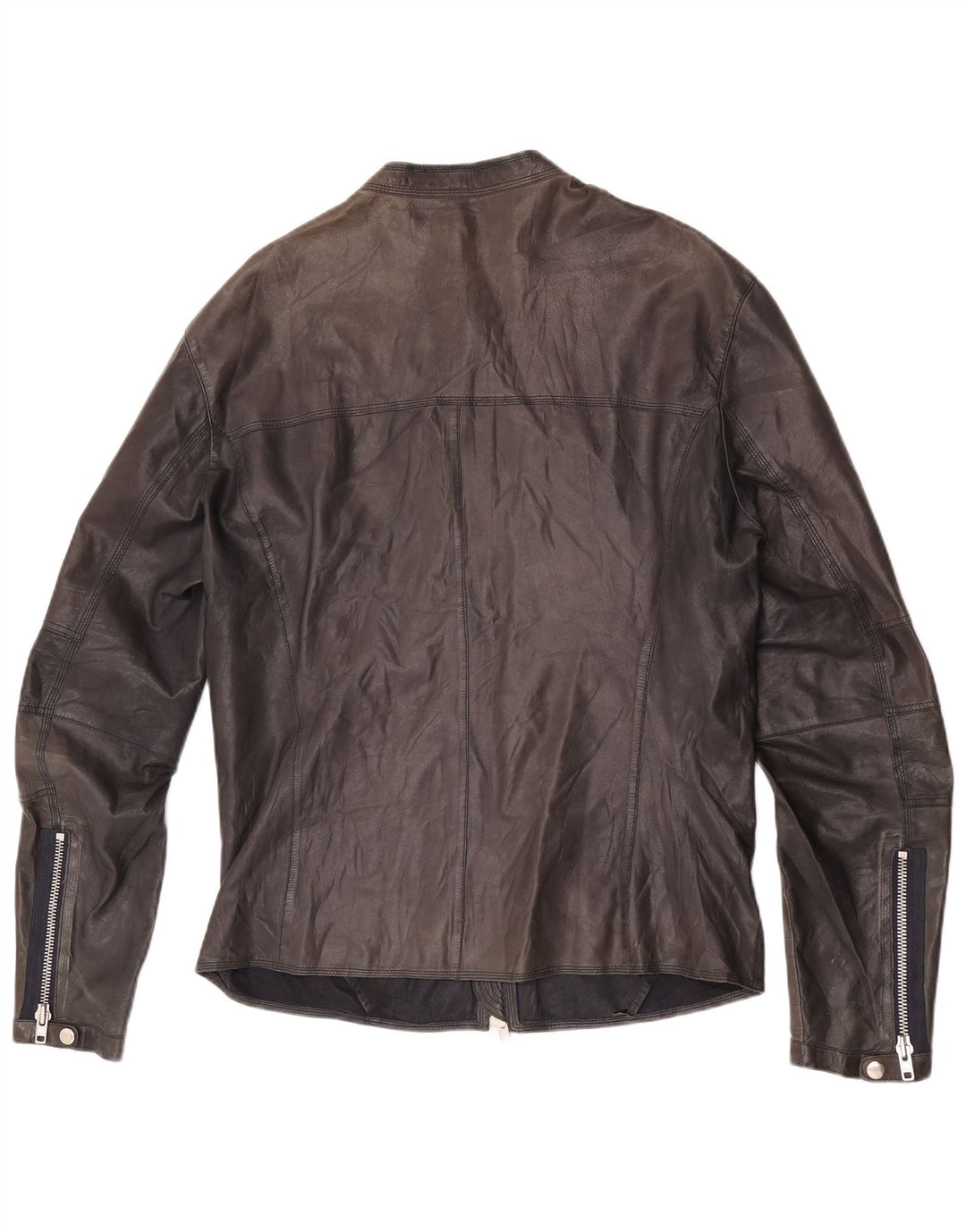 Vintage Mens Leather Racer Jacket UK 38 Medium Black Leather