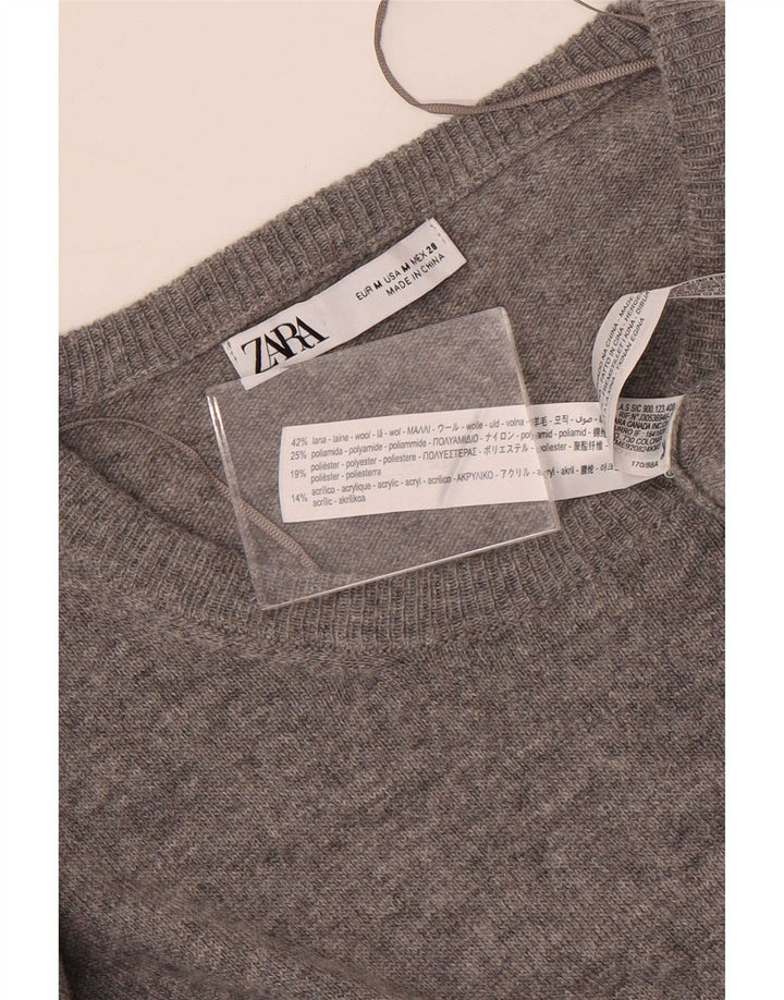 Zara Womens Maxi Long Sleeve Jumper Dress UK 14 Medium Grey Wool