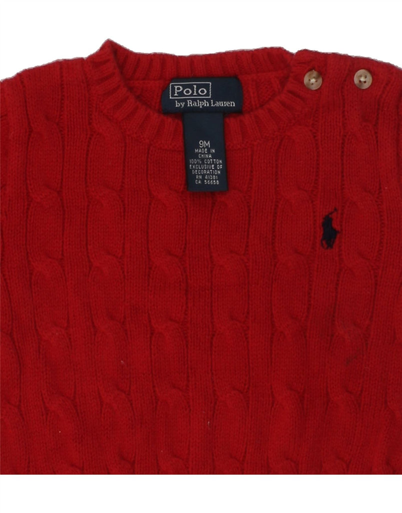 POLO RALPH LAUREN Baby Boys Crew Neck Jumper Sweater 6-9 Months Red Cotton | Vintage Polo Ralph Lauren | Thrift | Second-Hand Polo Ralph Lauren | Used Clothing | Messina Hembry 