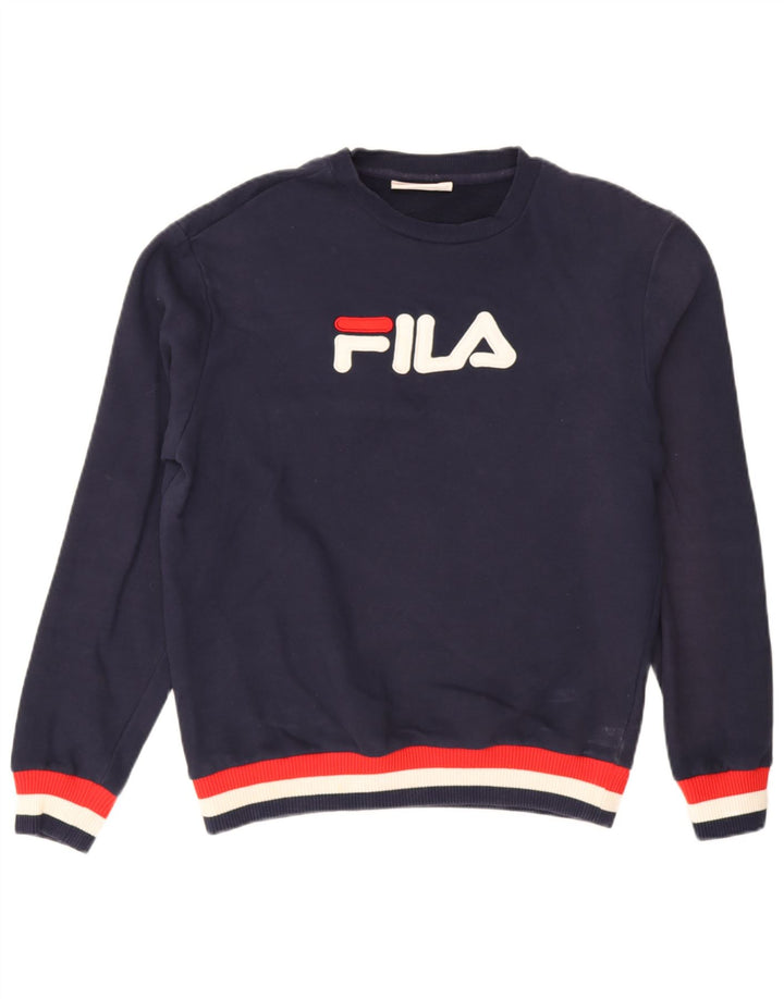 Fila Mens Graphic Sweatshirt Jumper Medium Navy Blue Cotton