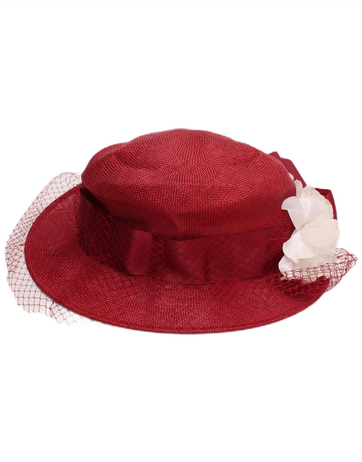 RIGHT IMPRESSION Womens Straw Bucket Hat One Size Burgundy Straw Classic