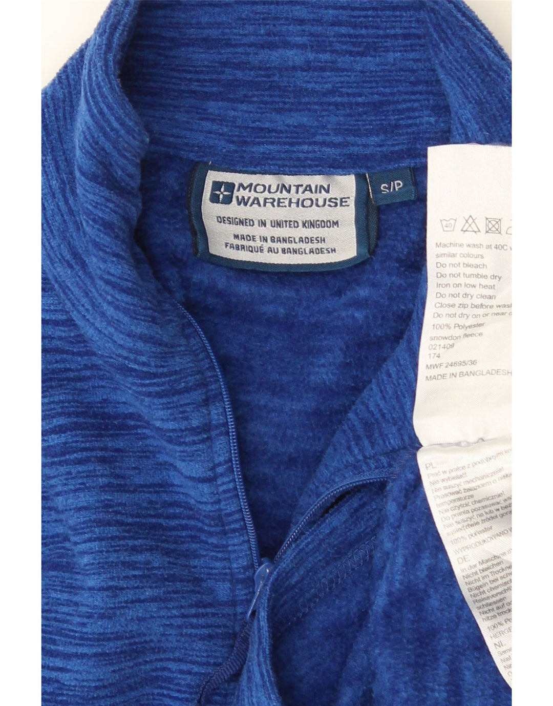 MOUNTAIN WAREHOUSE Mens Zip Neck Fleece Jumper Small Blue Flecked