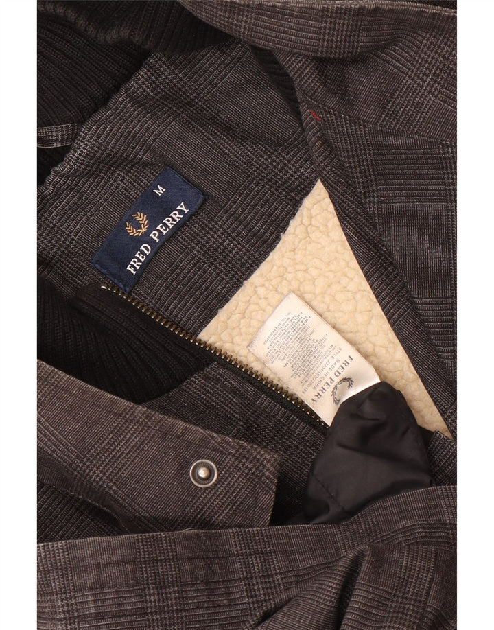 Fred Perry Mens Overcoat UK 38 Medium Grey Check Cotton