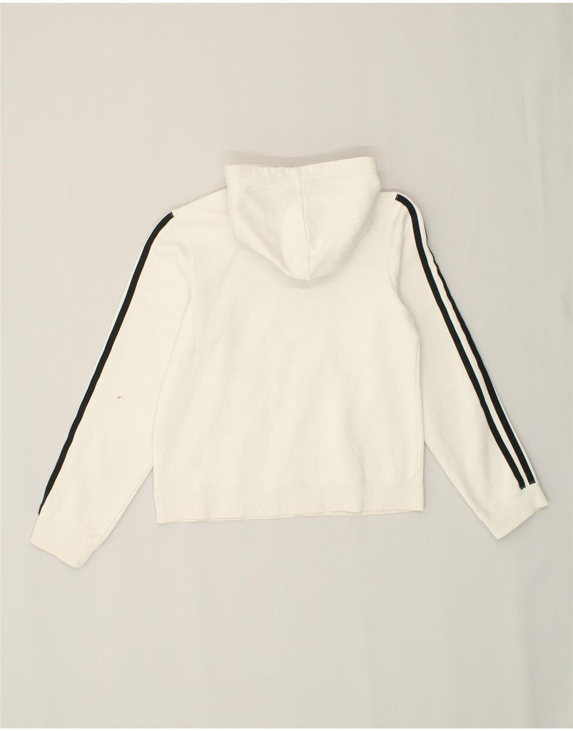 ADIDAS Womens Hoodie Jumper UK 10 Small Off White Cotton | Vintage Adidas | Thrift | Second-Hand Adidas | Used Clothing | Messina Hembry 