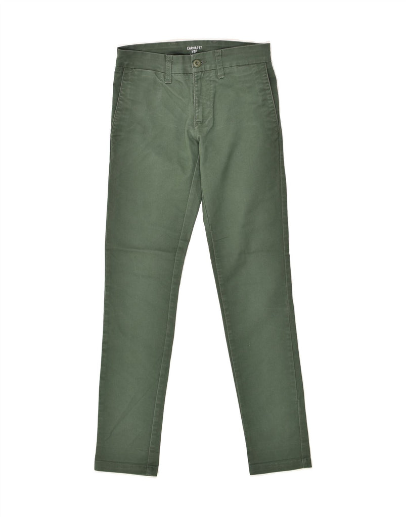 CARHARTT Mens Wip Skinny Chino Trousers W27 L32 Green Cotton | Vintage Carhartt | Thrift | Second-Hand Carhartt | Used Clothing | Messina Hembry 