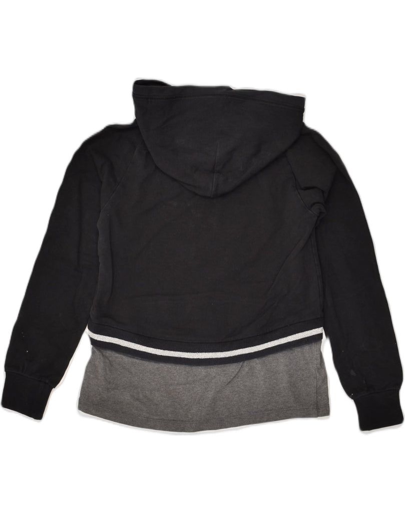 CHAMPION Girls Graphic Hoodie Jumper 9-10 Years Medium Black Colourblock | Vintage Champion | Thrift | Second-Hand Champion | Used Clothing | Messina Hembry 