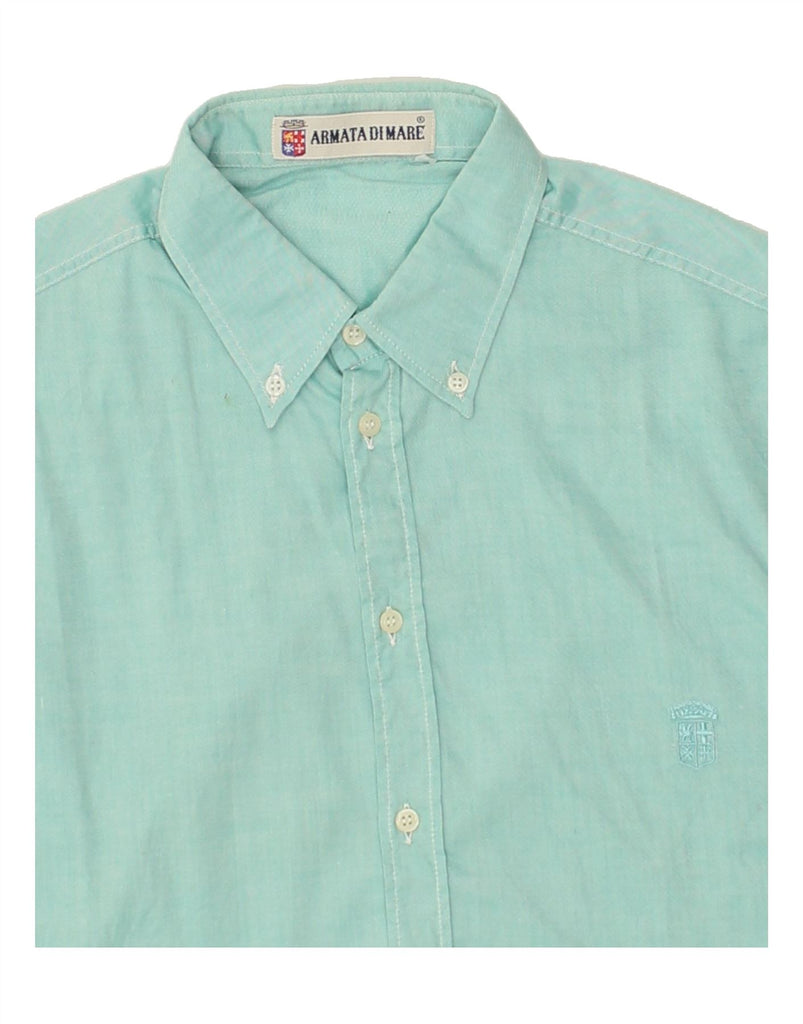 ARMATA DI MARE Mens Short Sleeve Shirt Large Turquoise | Vintage Armata Di Mare | Thrift | Second-Hand Armata Di Mare | Used Clothing | Messina Hembry 