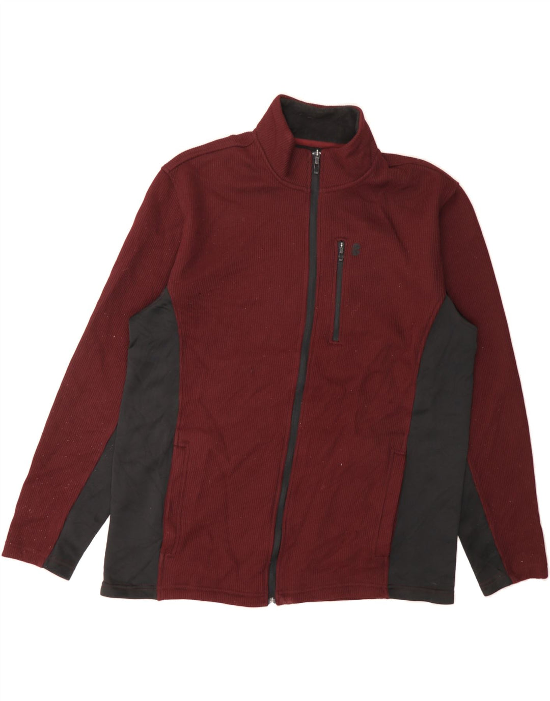 IZOD Mens Stretch Tracksuit Top Jacket Large Maroon Colourblock Polyester Vintage Izod and Second-Hand Izod from Messina Hembry 