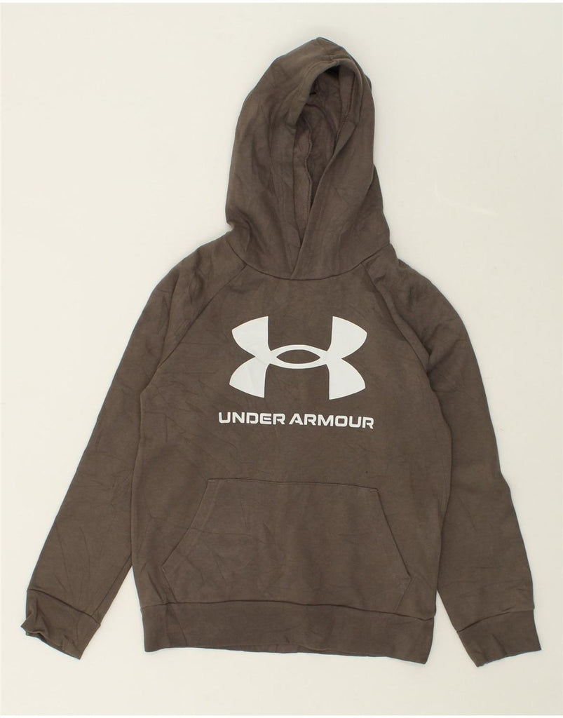 UNDER ARMOUR Boys Graphic Hoodie Jumper 9-10 Years Medium Grey Cotton | Vintage Under Armour | Thrift | Second-Hand Under Armour | Used Clothing | Messina Hembry 