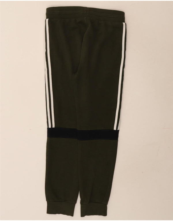 Adidas Boys Tracksuit Trousers Joggers 13-14 Years Khaki Cotton
