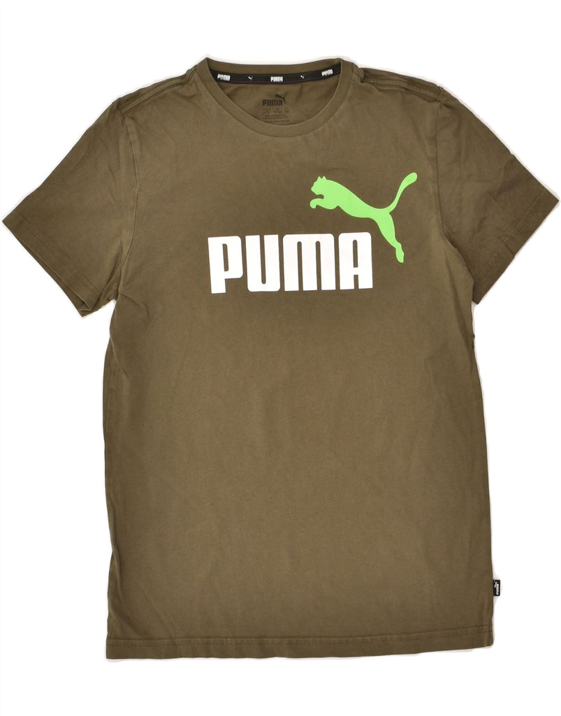 PUMA Boys Graphic T-Shirt Top 13-14 Years Large Khaki Cotton | Vintage Puma | Thrift | Second-Hand Puma | Used Clothing | Messina Hembry 