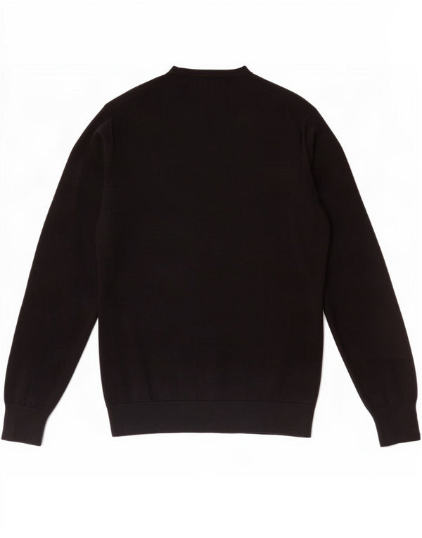 Zara Mens Crew Neck Jumper Sweater Medium Black Cotton