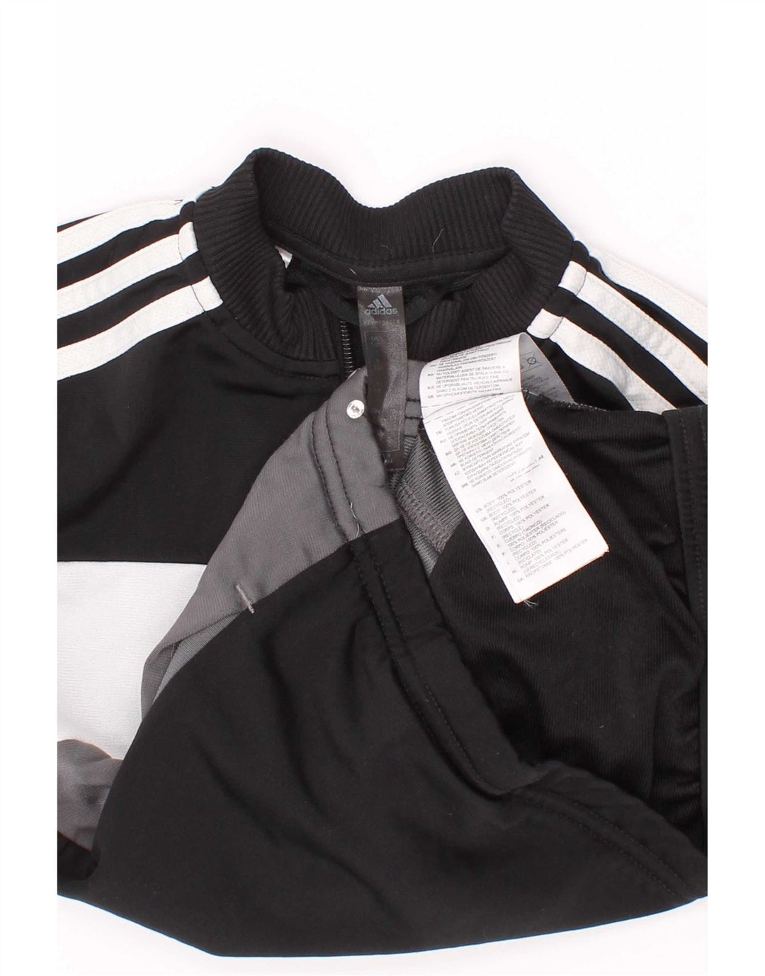 Adidas Boys Tracksuit Top Jacket 5-6 Years Black Colourblock Polyester