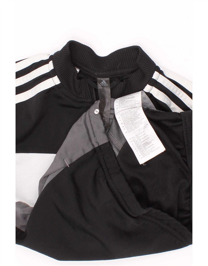 Adidas Boys Tracksuit Top Jacket 5-6 Years Black Colourblock Polyester