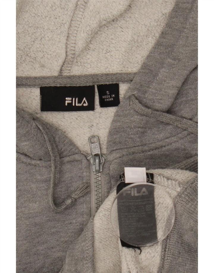 Fila Mens Graphic Zip Hoodie Sweater Small Grey Flecked Polyester