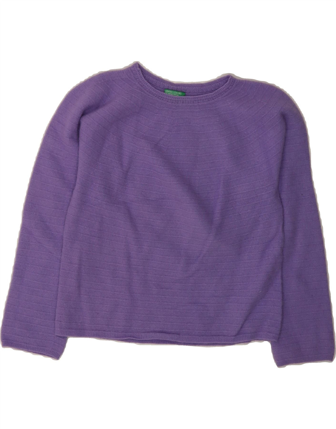 BENETTON Girls Boat Neck Jumper Sweater 7-8 Years Purple Vintage Benetton and Second-Hand Benetton from Messina Hembry 